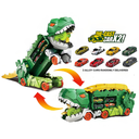 Camion porte-conteneur avec rampe de lancement Dino + 2 voitures en métal