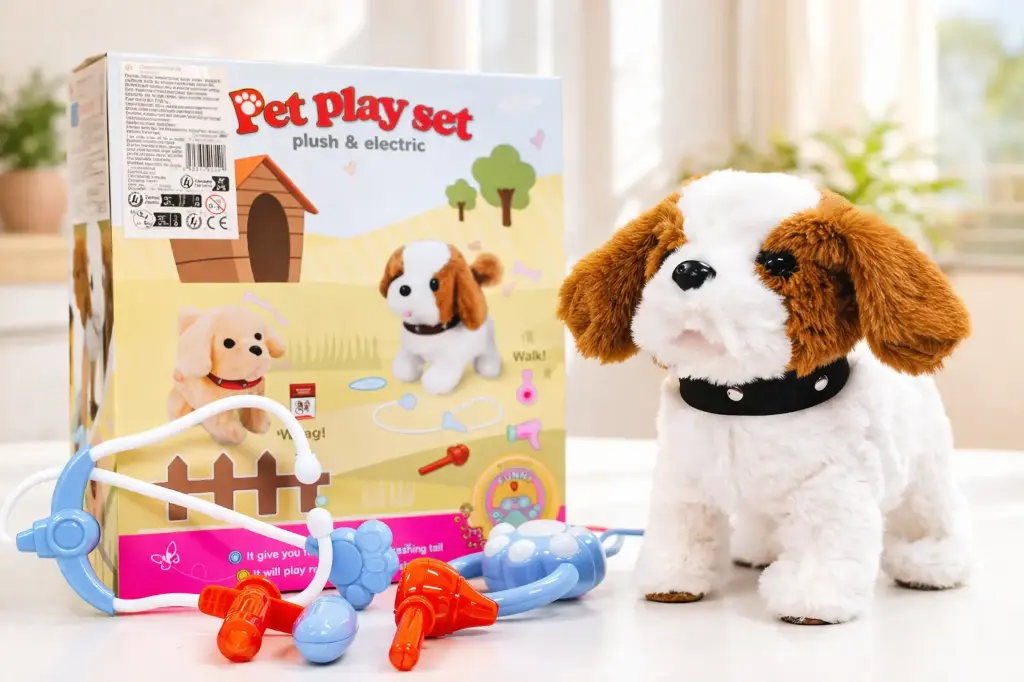 Dog walking and barking on a leash