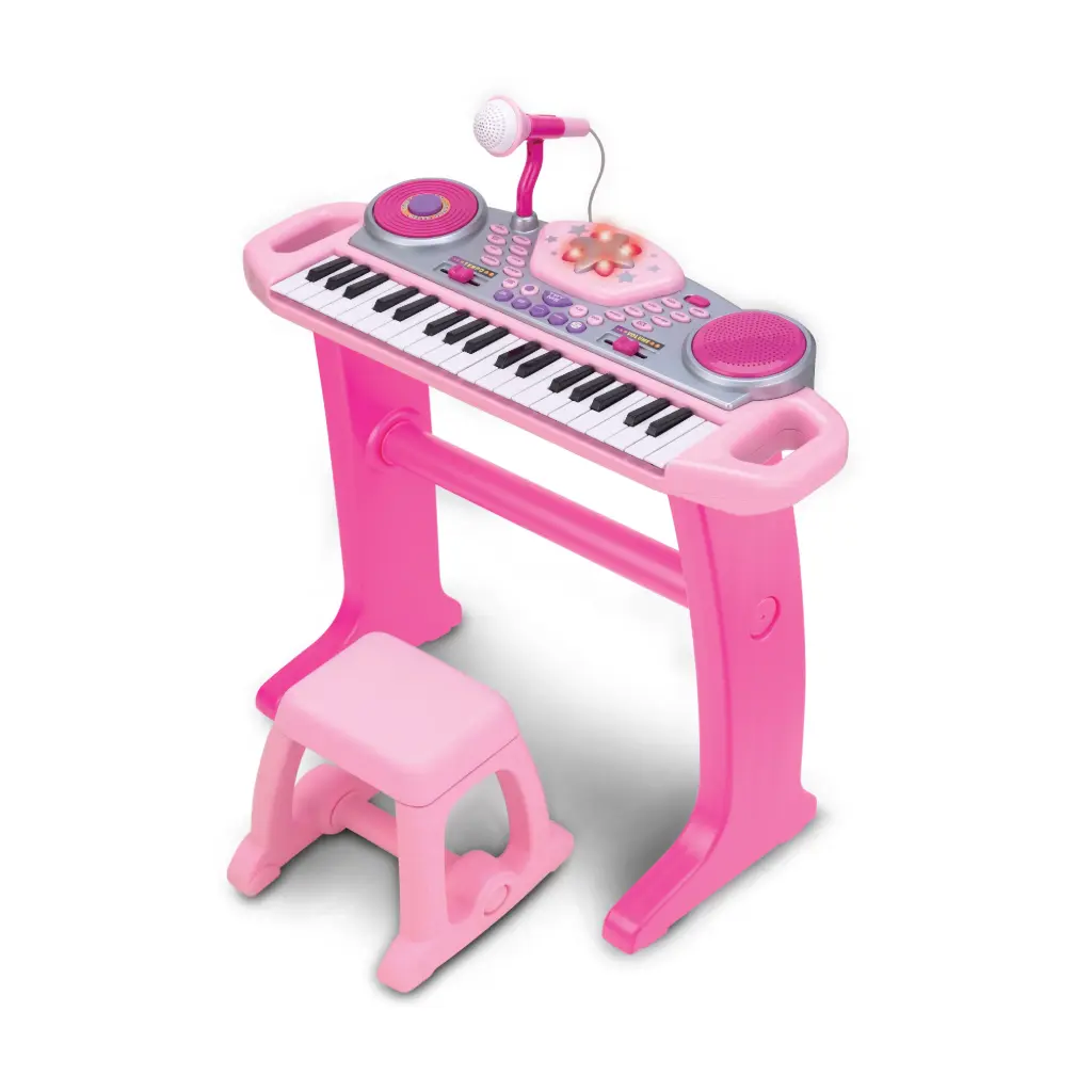WINFUN Keyboard Rock Star Set (ROZE) met 37 toetsen, knipperende lichten en DJ-scratpad