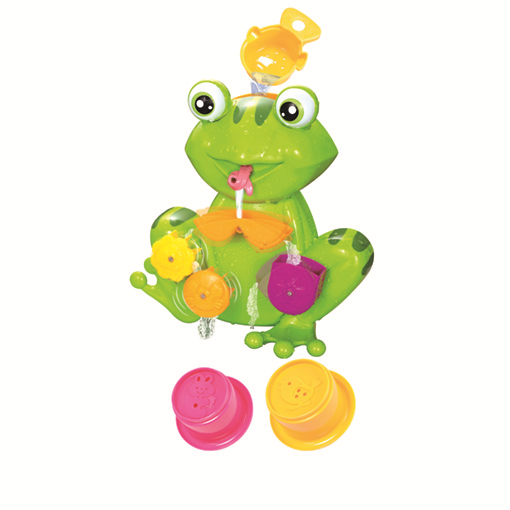 Bath toy set with 1 swimming frog and 5 accessories