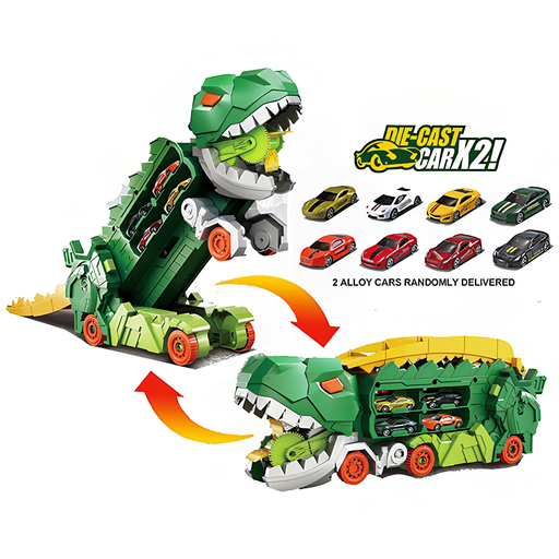 [MH-179] Dino Ejection Rail Container Truck with 2 Die-Cast Cars