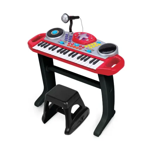 [02068A-NL] WINFUN Set Clavier Rock Star (ROUGE) avec 37 touches, lumières clignotantes et pad DJ scratch