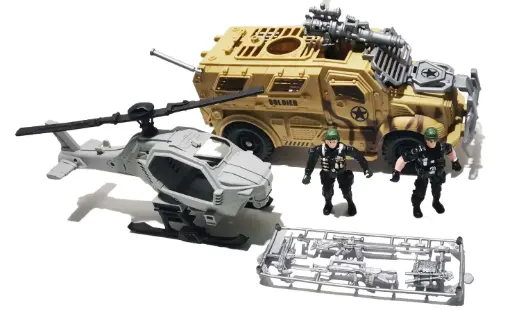 [D3109-25] Ensemble de forces spéciales militaires avec camion et hélicoptère