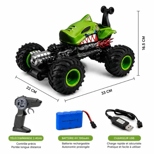 [333-FD22161] CRAZON R/C Téléguidé TIP LORRY SHARK tumbling 2.4 ghz