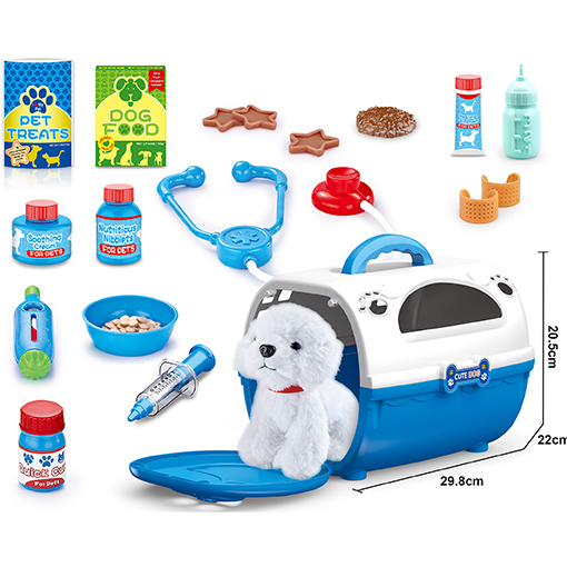 [699-57B] Carrying bag with dog and grooming accessories