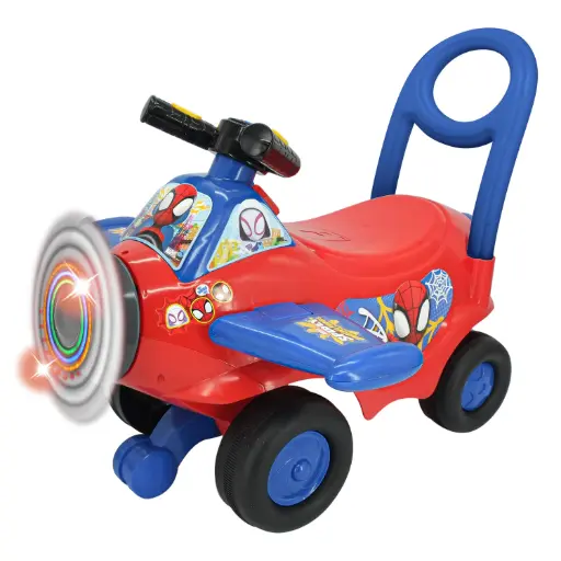 [066126] KIDDIELAND Spidey Flugzeug Rutschauto mit Licht und Sound