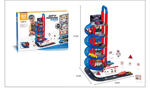 [0908-13A] Garage parking 5 verdiepingen + 4 voertuigen en accessoires