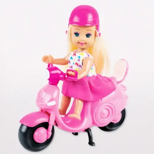 [K899-23] Cute girl doll 9cm with scooter
